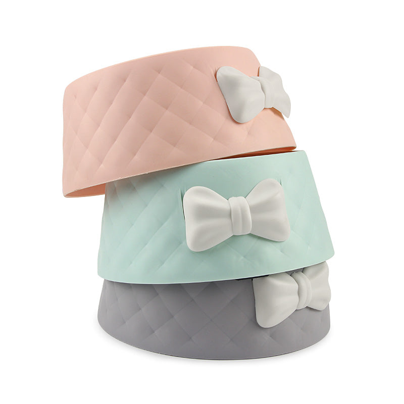 KFX-3266493 Bow Shaped Cat and Dog Bowl - Made of Durable PP Plastic in Pink, Green, and Grey
