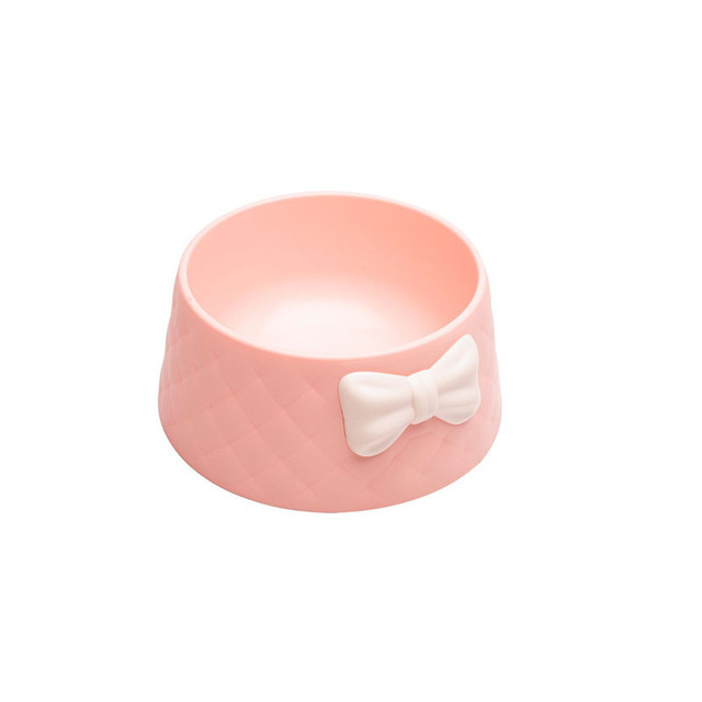 KFX-3266493 Bow Shaped Cat and Dog Bowl - Made of Durable PP Plastic in Pink, Green, and Grey