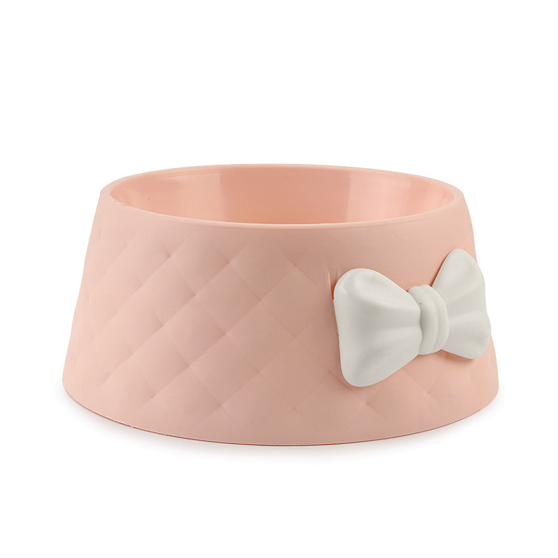 KFX-3266493 Bow Shaped Cat and Dog Bowl - Made of Durable PP Plastic in Pink, Green, and Grey