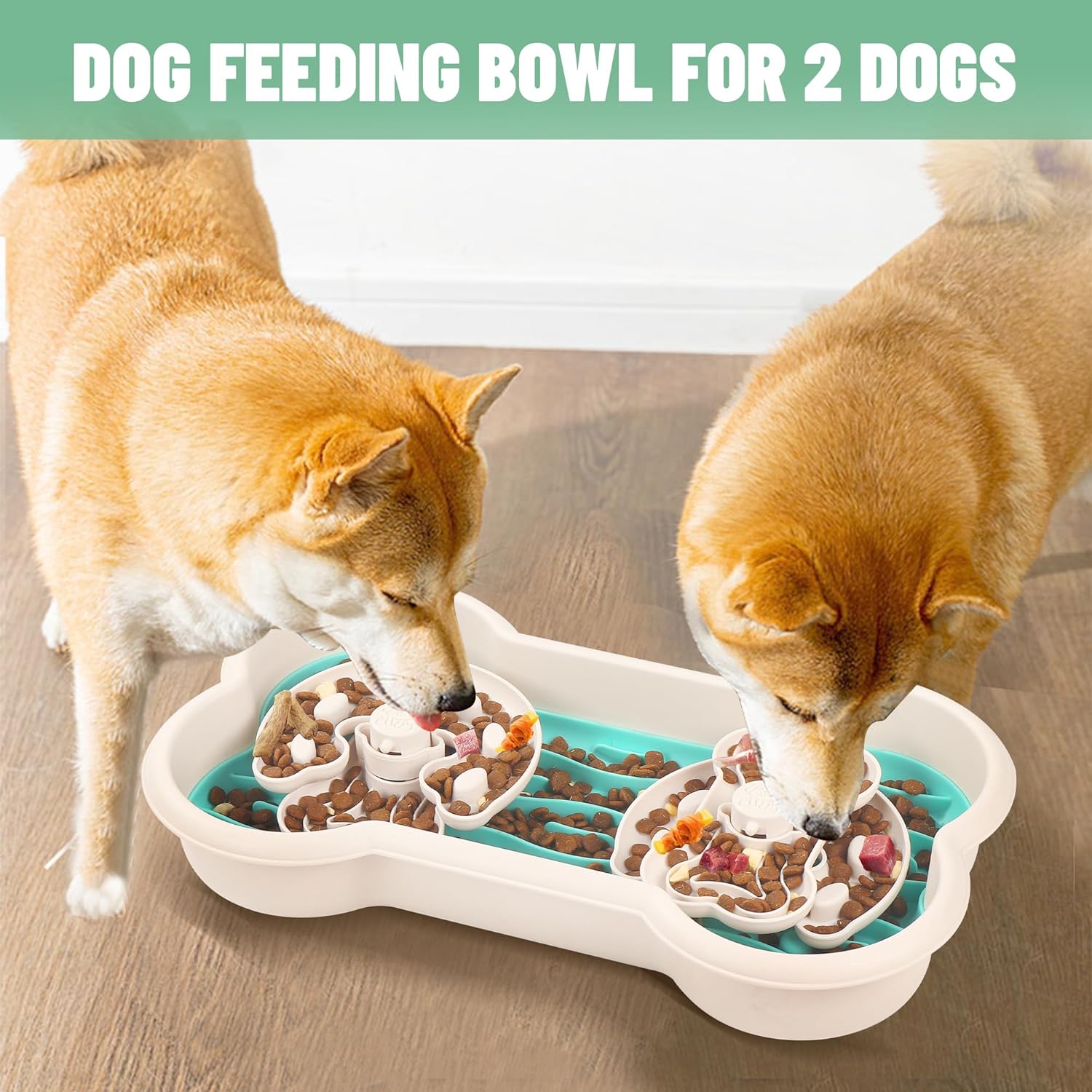 KFX-3267773 Interactive Slow Feeder Dog Bowl for Large Breeds - Anti-Choking Design with Rotating Trays for Healthy Eating