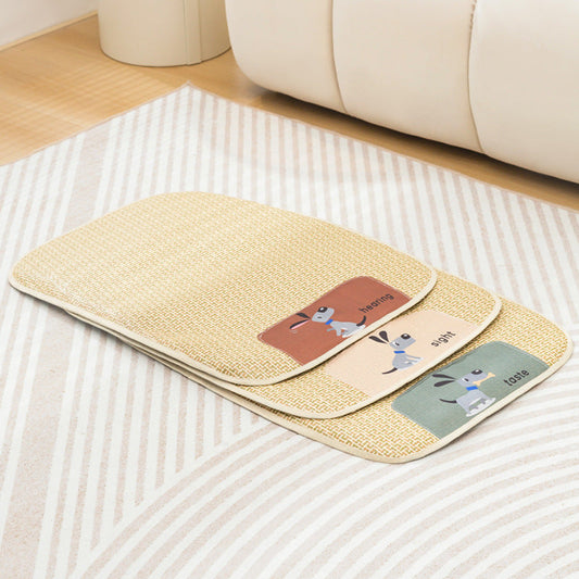 KFX-3268157 Summer Universal Cold Mat for Cats and Dogs - Woven Pet Nest, Multiple Sizes Available in Beige, Gray, and Brown