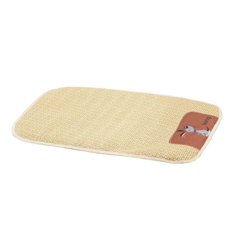 KFX-3268157 Summer Universal Cold Mat for Cats and Dogs - Woven Pet Nest, Multiple Sizes Available in Beige, Gray, and Brown
