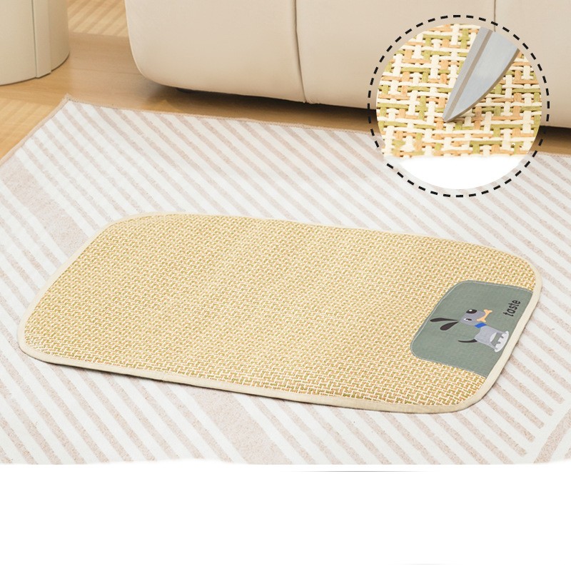 KFX-3268157 Summer Universal Cold Mat for Cats and Dogs - Woven Pet Nest, Multiple Sizes Available in Beige, Gray, and Brown