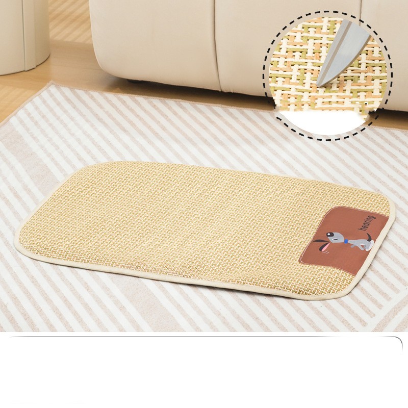 KFX-3268157 Summer Universal Cold Mat for Cats and Dogs - Woven Pet Nest, Multiple Sizes Available in Beige, Gray, and Brown