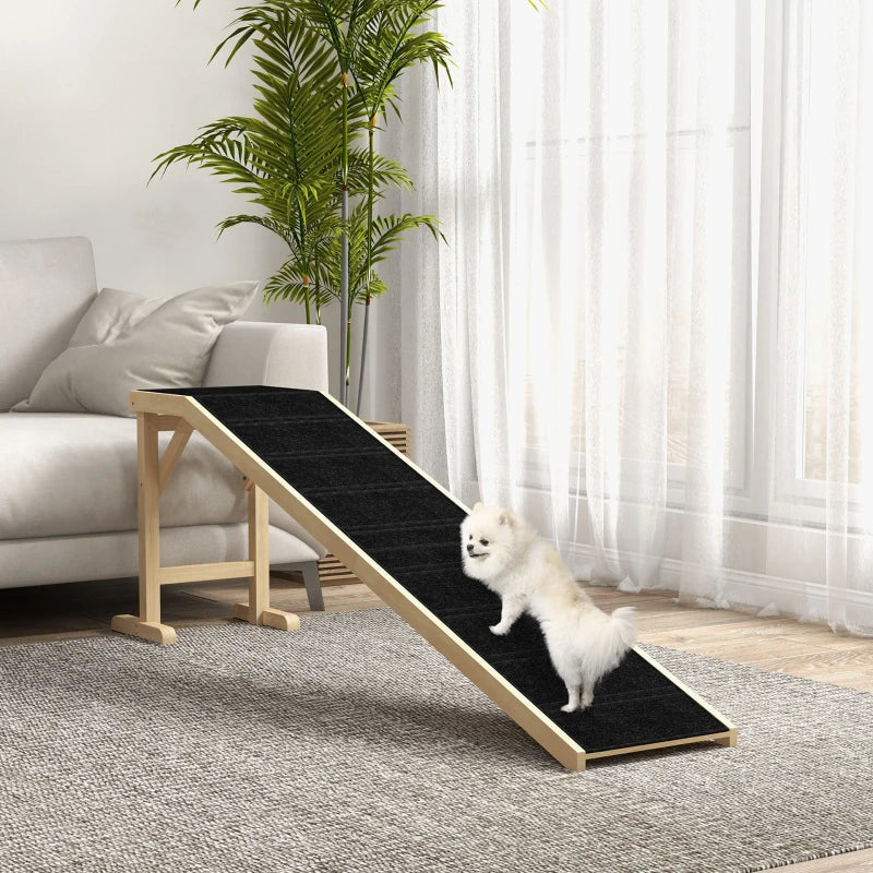 KFX-3269565 Pet Ramp for Dogs and Cats with Non-Slip Carpet and Easy Top Platform, Durable Pine Wood, Ideal for Pets up to 77 lbs