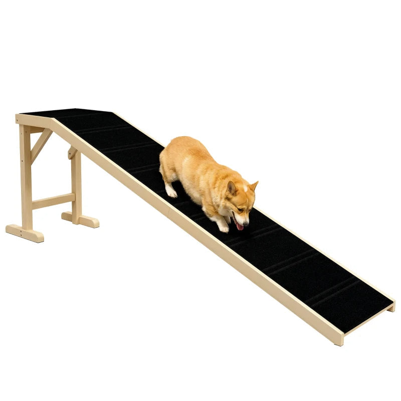 KFX-3269565 Pet Ramp for Dogs and Cats with Non-Slip Carpet and Easy Top Platform, Durable Pine Wood, Ideal for Pets up to 77 lbs