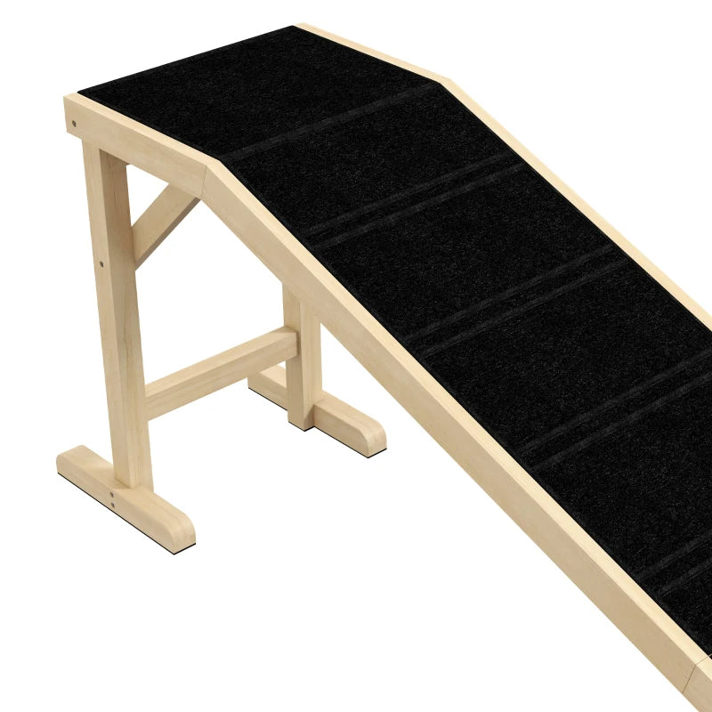KFX-3269565 Pet Ramp for Dogs and Cats with Non-Slip Carpet and Easy Top Platform, Durable Pine Wood, Ideal for Pets up to 77 lbs