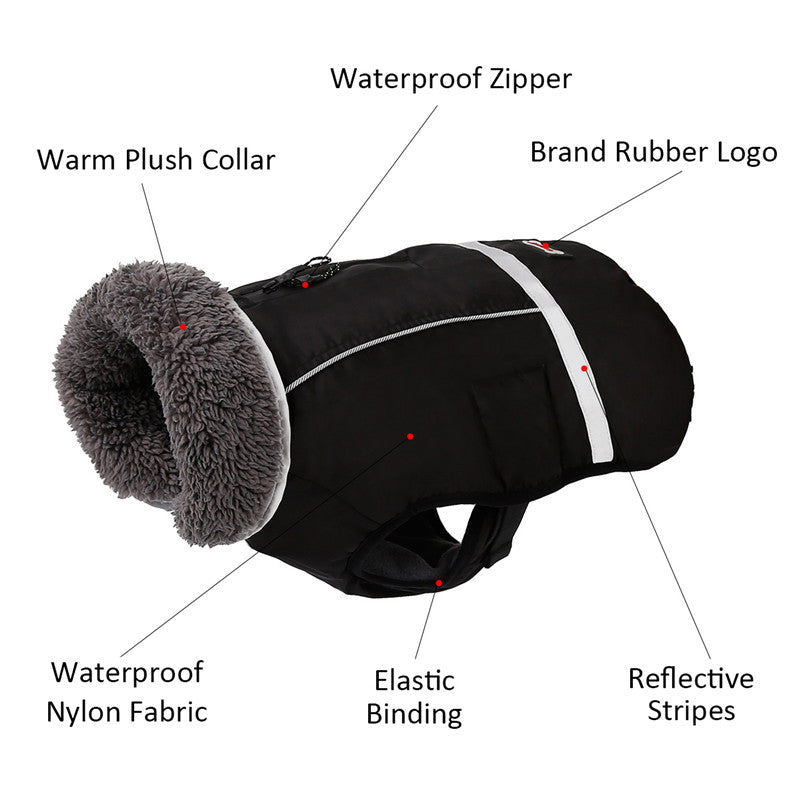 KFX-3270461 Thick Warm Dog Vest - Waterproof, Reflective, Adjustable for Small to Large Breeds