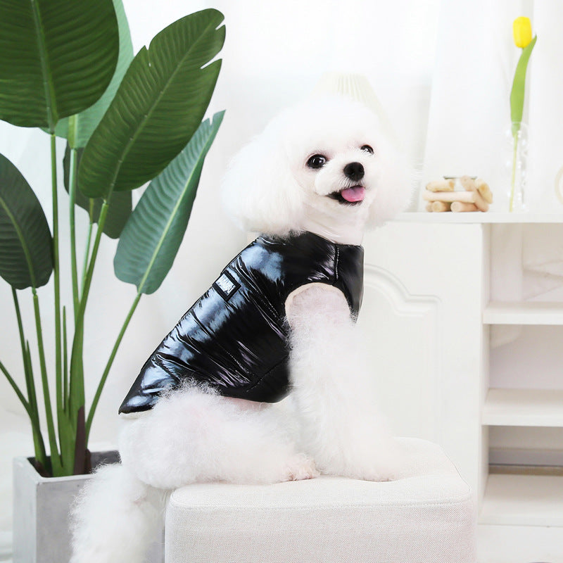 KFX-3270717 Thickened Cotton Four-Legged Dog Outfit for Winter - Casual Style in Black and Silver
