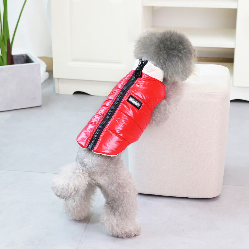 KFX-3270717 Thickened Cotton Four-Legged Dog Outfit for Winter - Casual Style in Black and Silver