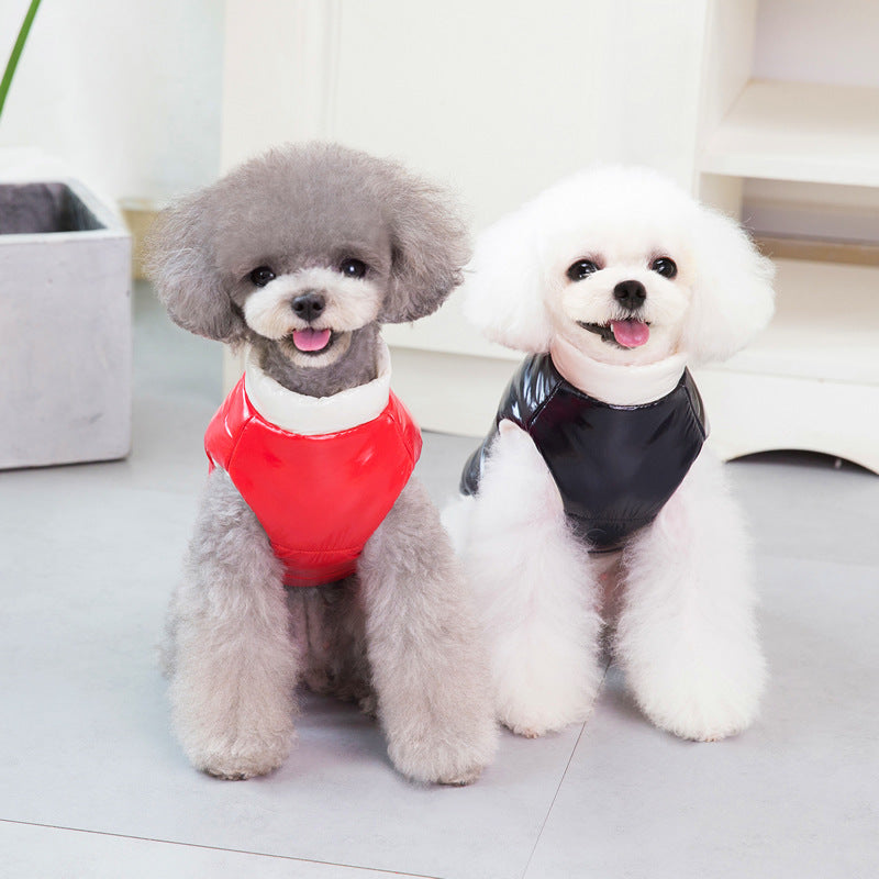 KFX-3270717 Thickened Cotton Four-Legged Dog Outfit for Winter - Casual Style in Black and Silver