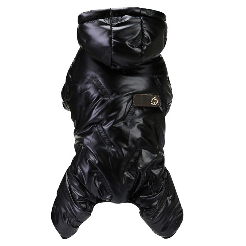 KFX-3270717 Thickened Cotton Four-Legged Dog Outfit for Winter - Casual Style in Black and Silver