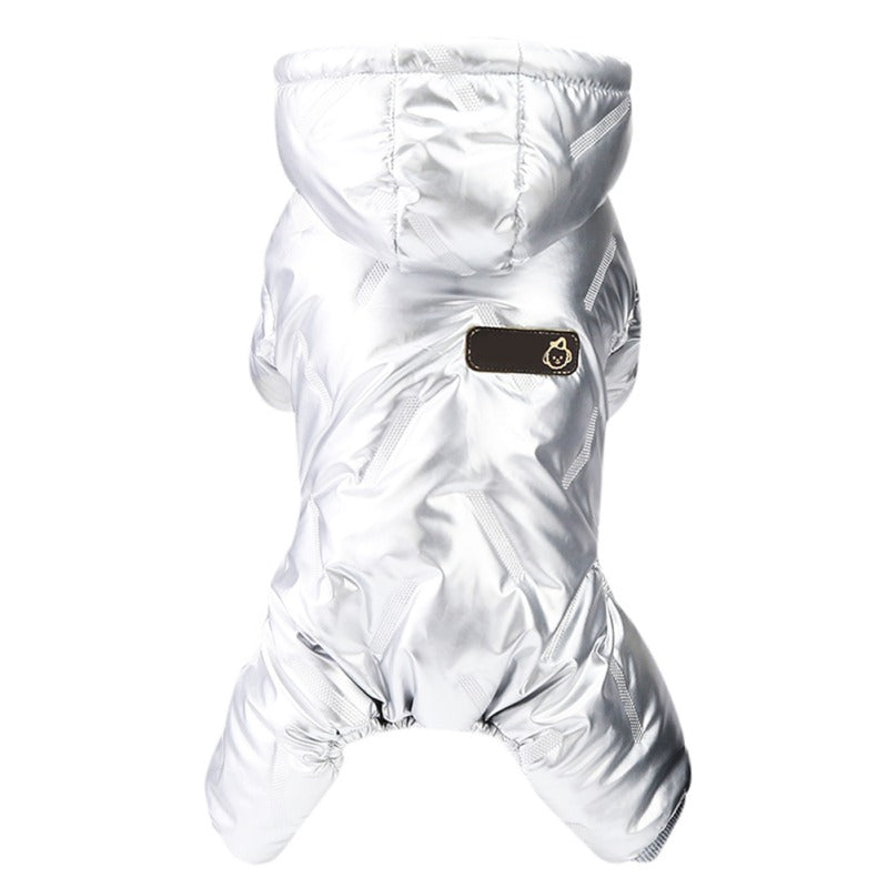 KFX-3270717 Thickened Cotton Four-Legged Dog Outfit for Winter - Casual Style in Black and Silver