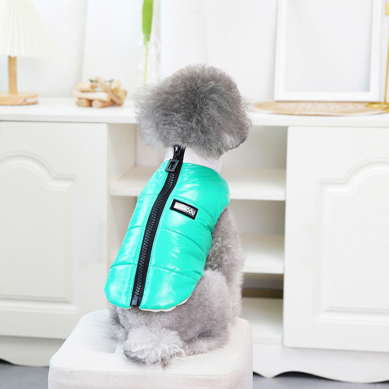 KFX-3270717 Thickened Cotton Four-Legged Dog Outfit for Winter - Casual Style in Black and Silver