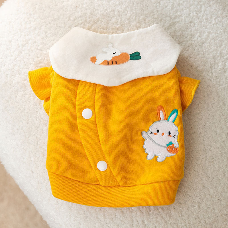 KFX-3271357 Cute Cartoon Rabbit Lapel Sweater for Dogs - Lightweight & Comfortable Pet Clothing in Various Sizes