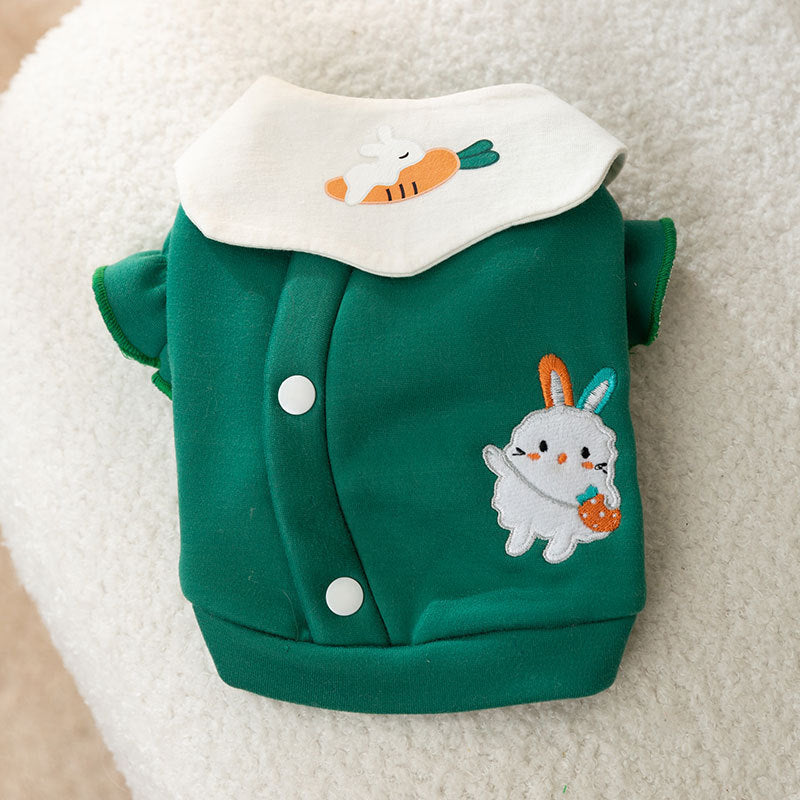 KFX-3271357 Cute Cartoon Rabbit Lapel Sweater for Dogs - Lightweight & Comfortable Pet Clothing in Various Sizes