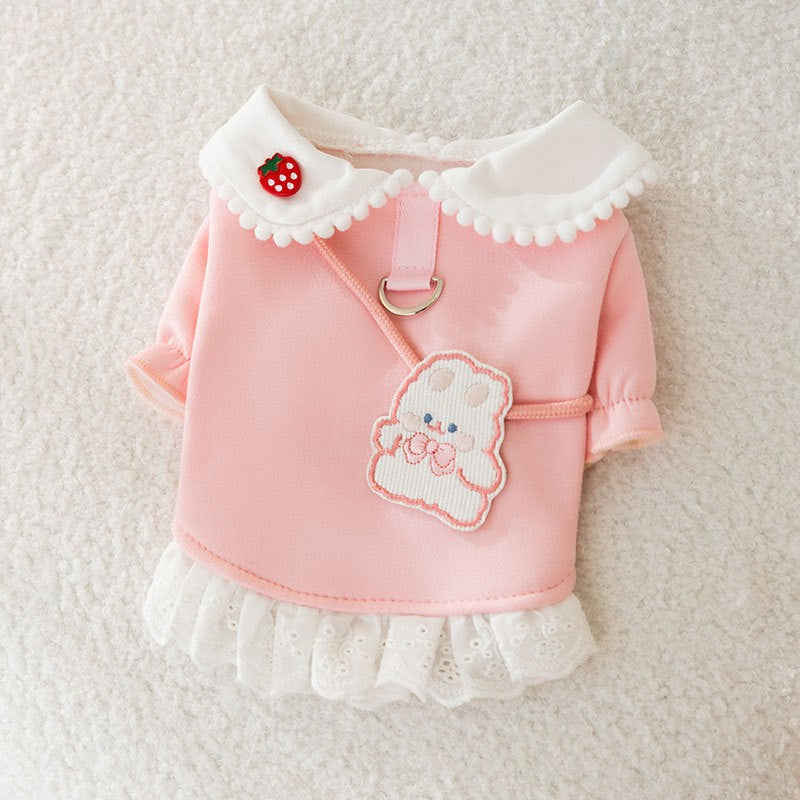 KFX-3271357 Cute Cartoon Rabbit Lapel Sweater for Dogs - Lightweight & Comfortable Pet Clothing in Various Sizes
