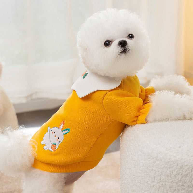 KFX-3271357 Cute Cartoon Rabbit Lapel Sweater for Dogs - Lightweight & Comfortable Pet Clothing in Various Sizes