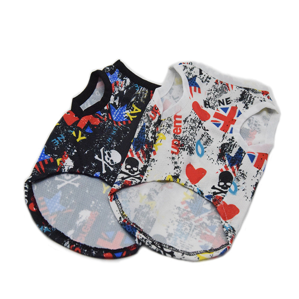 KFX-3271869 Trendy Casual Punk Vest for Dogs in Black and White, Available in Multiple Sizes