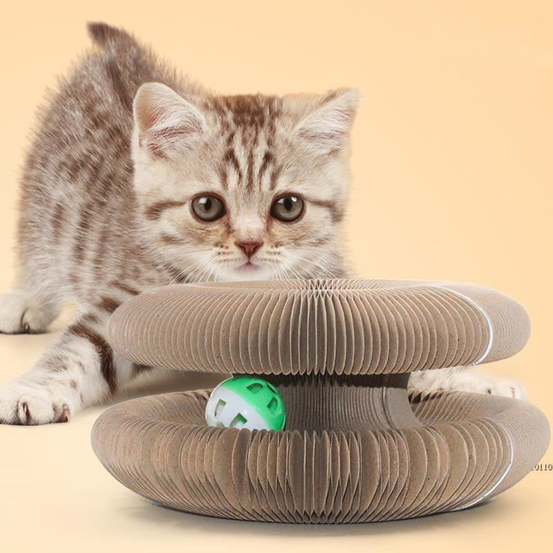 KFX-3272253 Corrugated Brown Cat Scratch Board - Durable, Shape-Changing Design for Pet Play