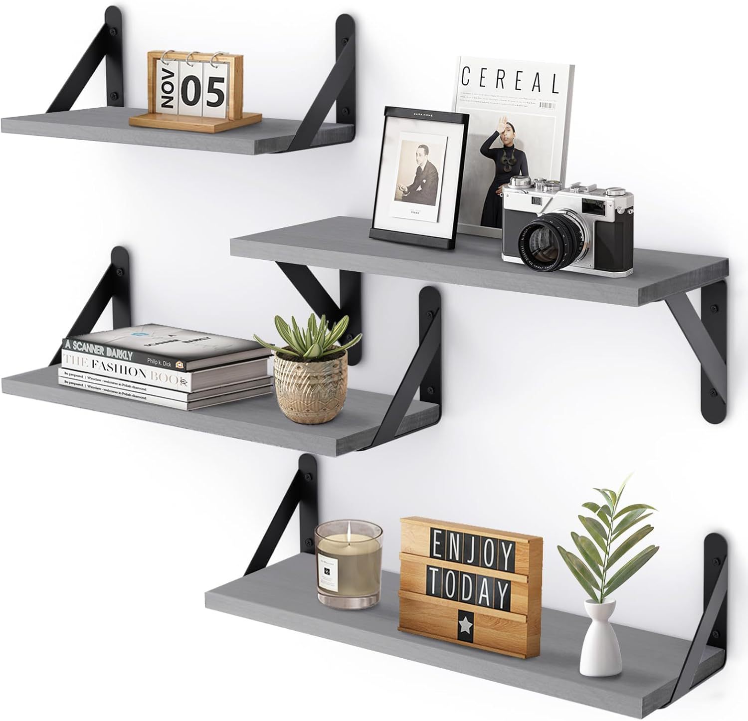 KFX-3273661 Solid Wood Multi-Purpose 4-Layer Wall Shelf in Various Paulownia Finishes