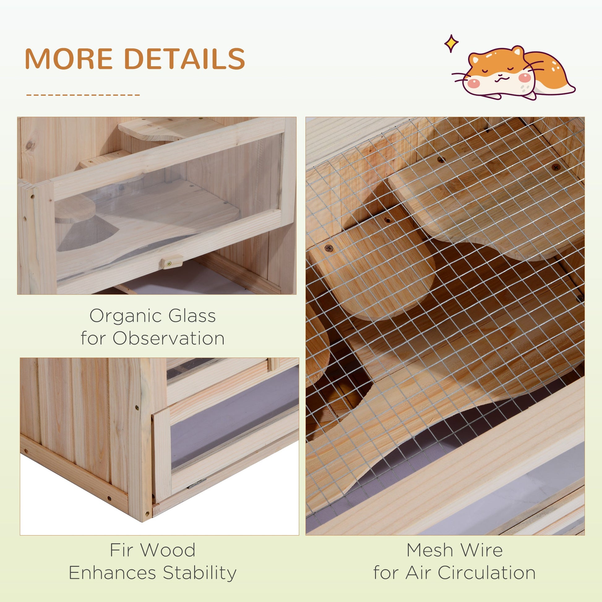 KFX-3275709 2-Level Small Animal Habitat with Openable Roof, Front Door, Ramp, and Shelves for Hamsters, Mice, Guinea Pigs, and Chinchillas