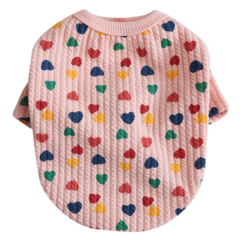 KFX-3277117 Cozy Small Dog Cardigan Sweater for Autumn and Winter in Pink and Beige