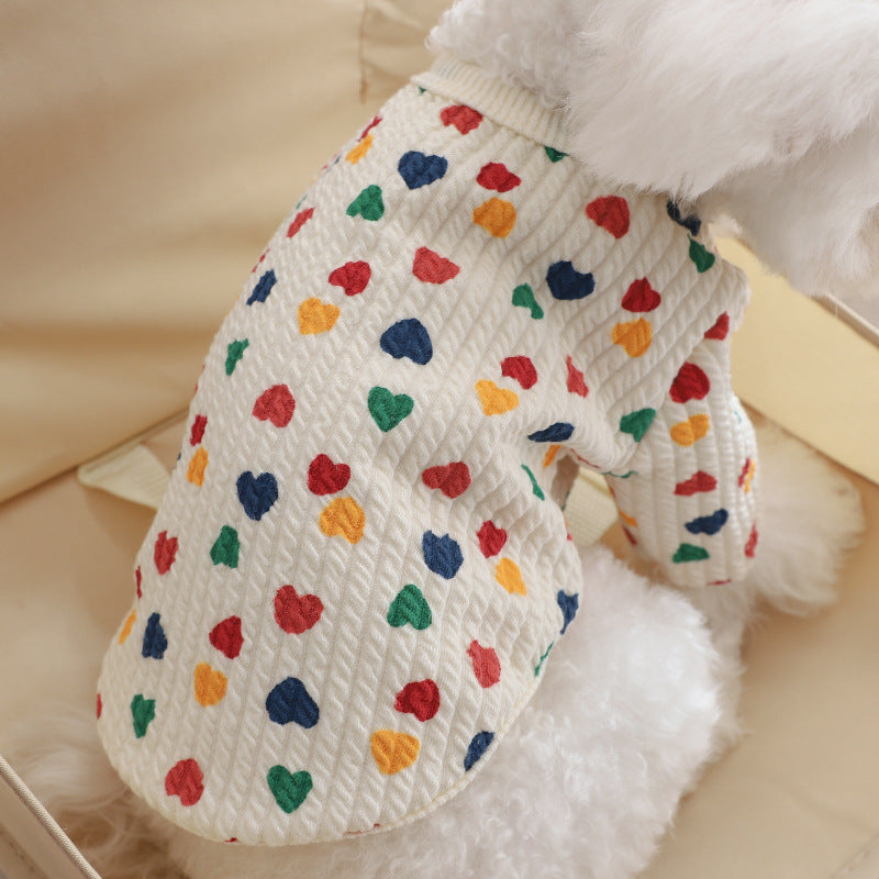 KFX-3277117 Cozy Small Dog Cardigan Sweater for Autumn and Winter in Pink and Beige