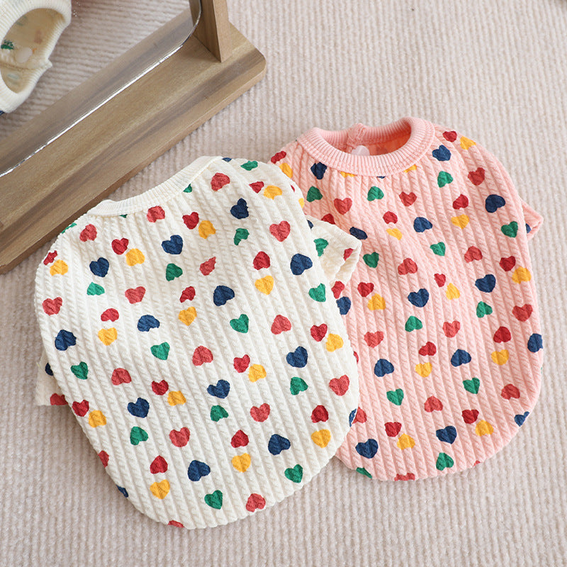 KFX-3277117 Cozy Small Dog Cardigan Sweater for Autumn and Winter in Pink and Beige