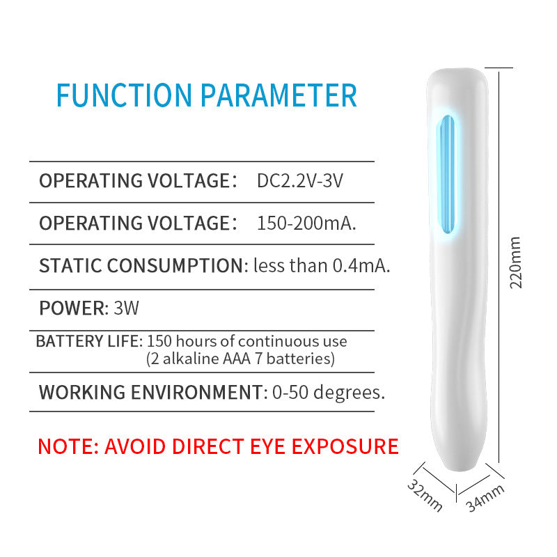 KFX-3277501 UV Hand Disinfection Stick - Portable UV Sterilizer with 3W Power and ABS Material