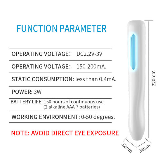 KFX-3277501 UV Hand Disinfection Stick - Portable UV Sterilizer with 3W Power and ABS Material
