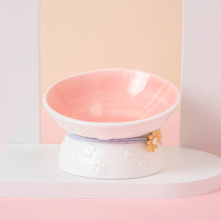 KFX-3283773 Colorful Ceramic Pet Bowl with High-Leg Design - Anti Overturning Feature