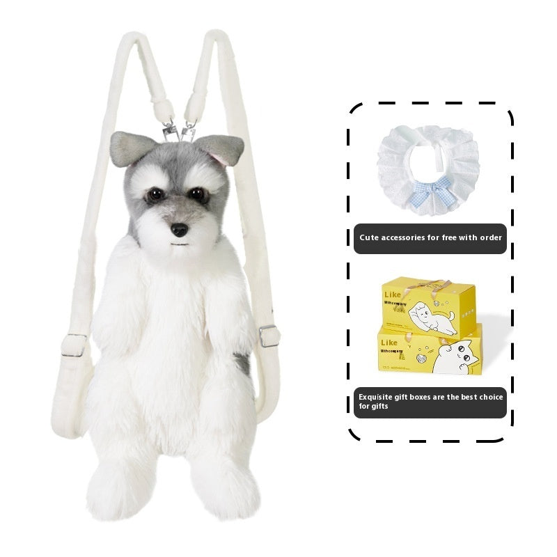 KFX-3284029 Schnauzer Cartoon Dog Backpack with Multi-Scarf Options for Youth