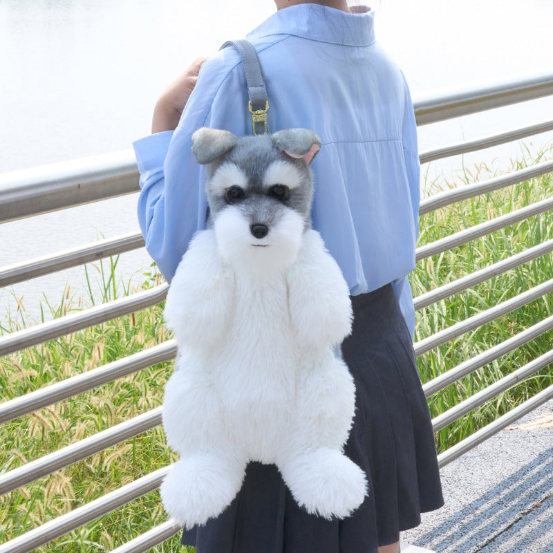 KFX-3284029 Schnauzer Cartoon Dog Backpack with Multi-Scarf Options for Youth