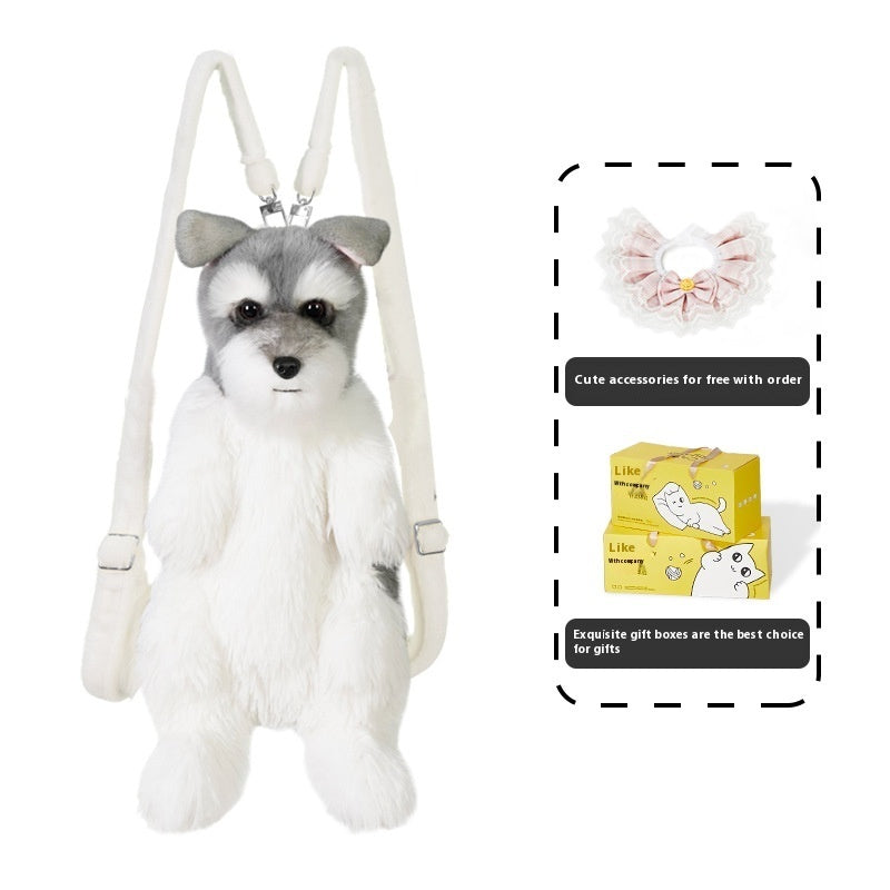 KFX-3284029 Schnauzer Cartoon Dog Backpack with Multi-Scarf Options for Youth