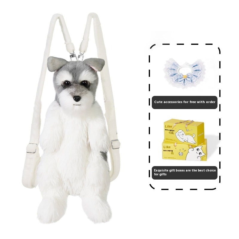 KFX-3284029 Schnauzer Cartoon Dog Backpack with Multi-Scarf Options for Youth