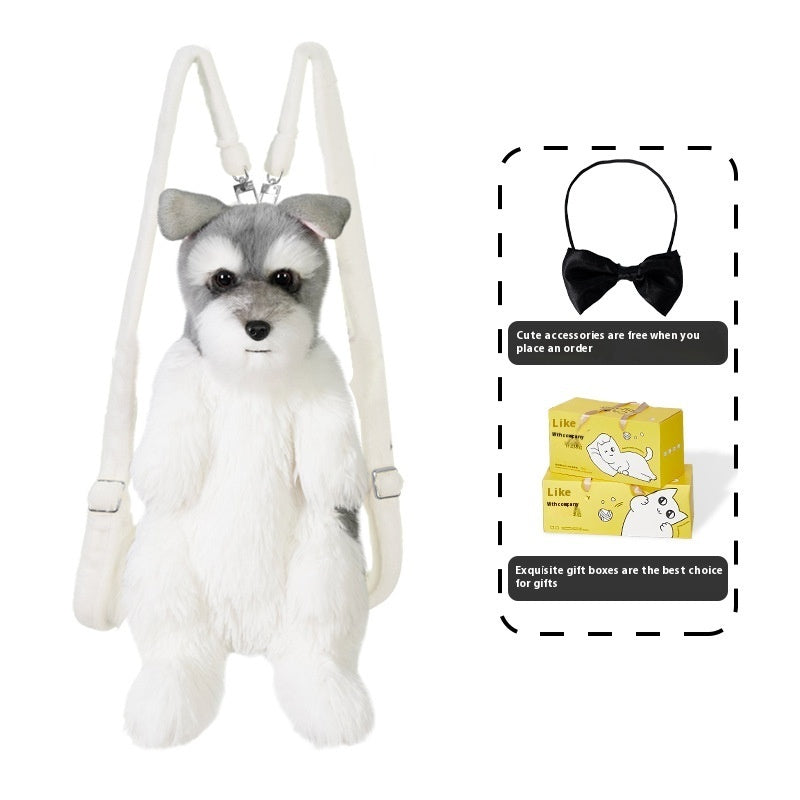 KFX-3284029 Schnauzer Cartoon Dog Backpack with Multi-Scarf Options for Youth
