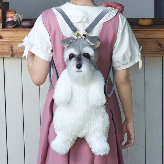 KFX-3284029 Schnauzer Cartoon Dog Backpack with Multi-Scarf Options for Youth