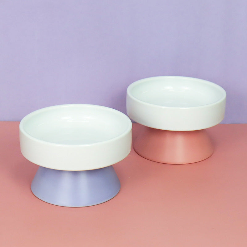 KFX-3287741 Ceramic Elevated Cat Water Bowl with Wide Mouth Design