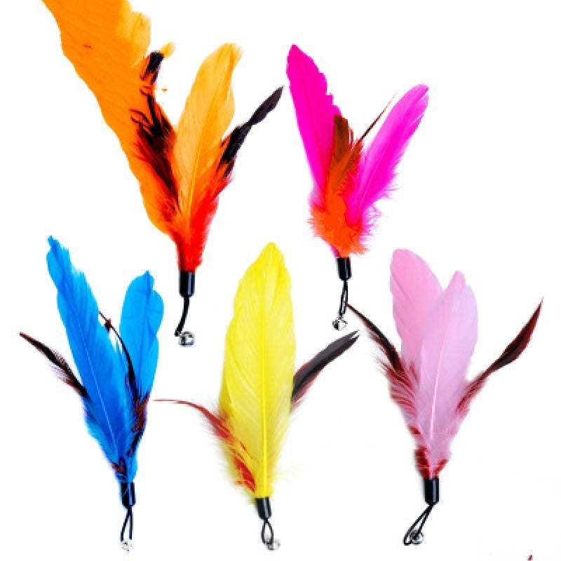 KFX-3288381 Telescopic Three-Section Cat Toy Pole with Plush Caterpillar and Feather Replacement Heads