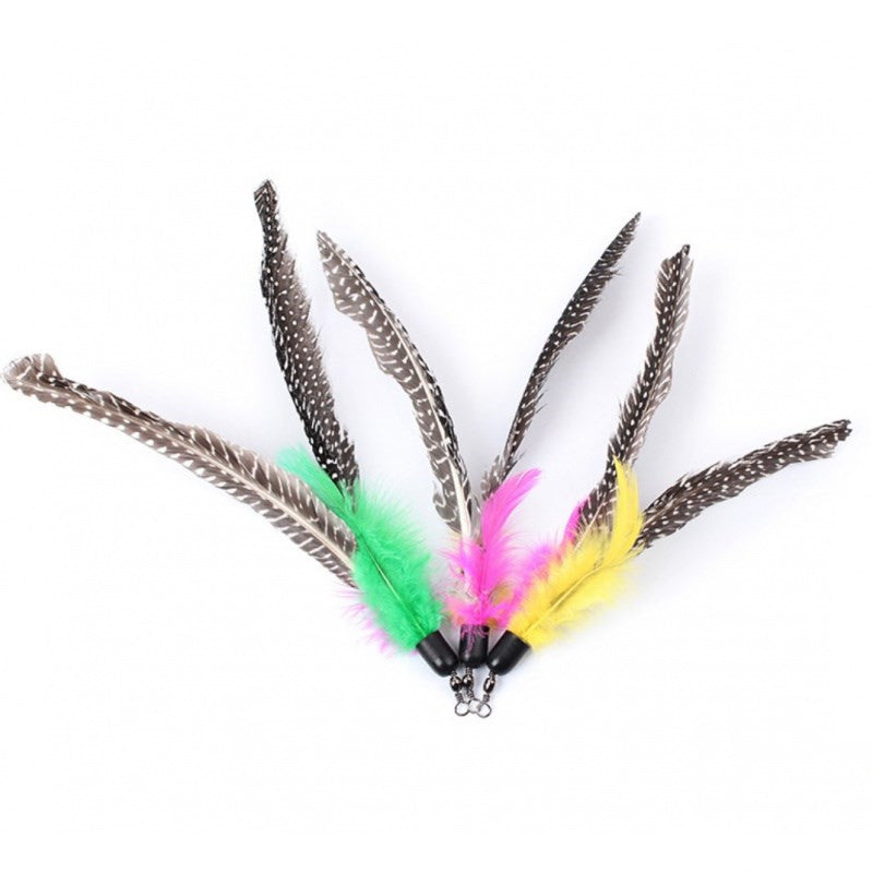 KFX-3288381 Telescopic Three-Section Cat Toy Pole with Plush Caterpillar and Feather Replacement Heads