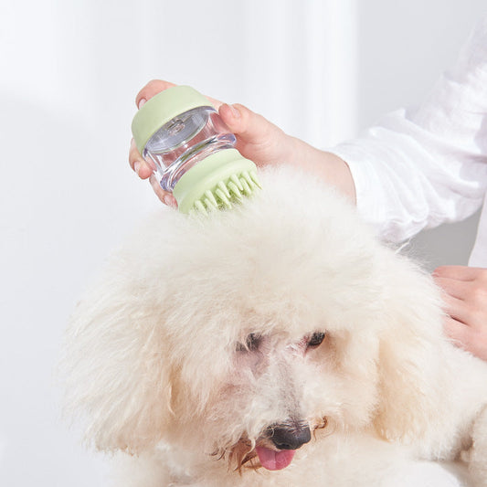 KFX-3289149 Silicone Double-Ended Pet Bath Brush and Massage Comb for Relaxation
