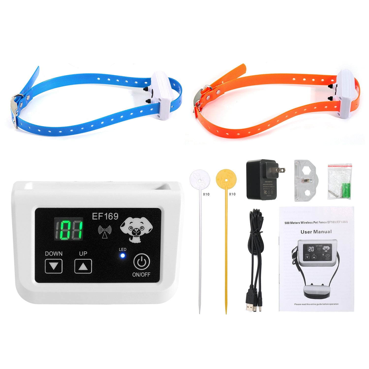 KFX-3289533 Wireless Rechargeable Electronic Pet Fence with Adjustable Signal Strength and 500m Range