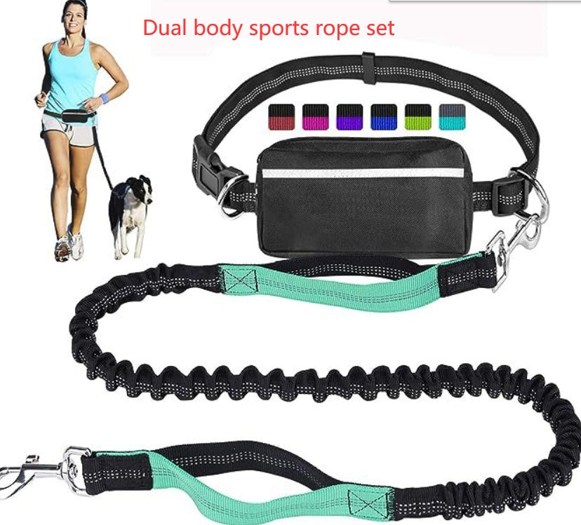 KFX-3293117 Nylon Traction Sports Rope Set for Pets – Scalable Dual Body Leash in Various Colors