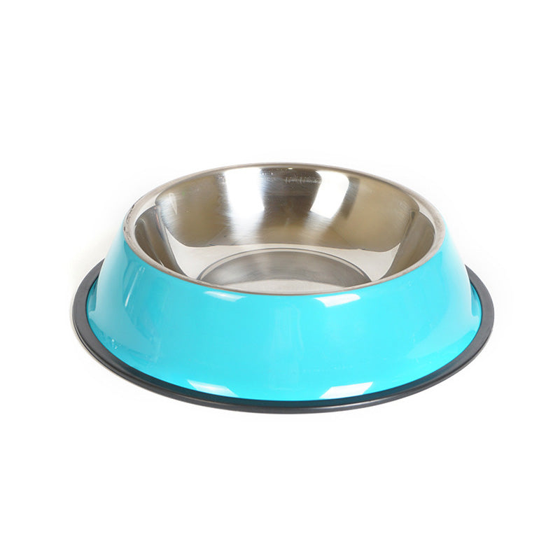 KFX-3293501 Dual-Function Pet Bowl with Stainless Steel and Melamine - Non-Slip, Heat-Resistant Design