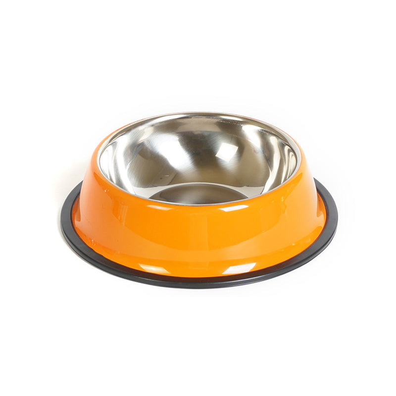 KFX-3293501 Dual-Function Pet Bowl with Stainless Steel and Melamine - Non-Slip, Heat-Resistant Design