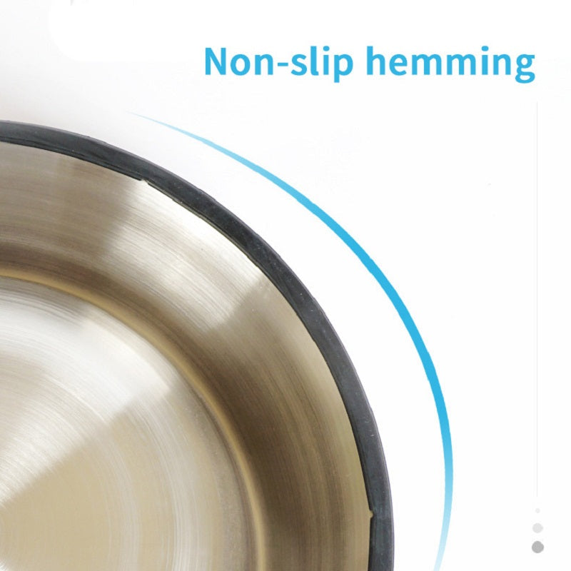 KFX-3293501 Dual-Function Pet Bowl with Stainless Steel and Melamine - Non-Slip, Heat-Resistant Design