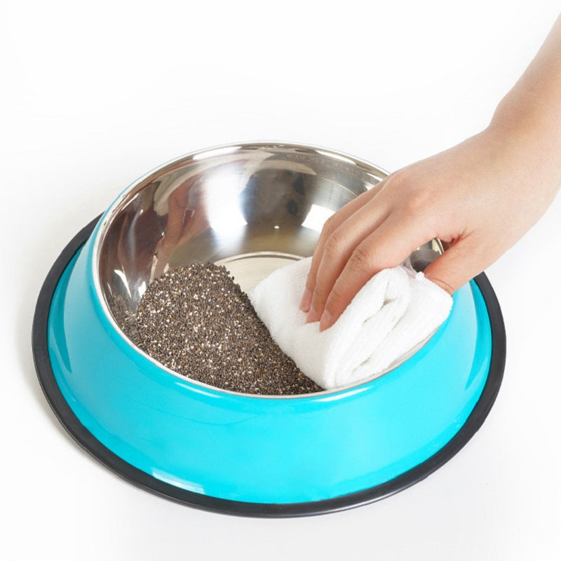 KFX-3293501 Dual-Function Pet Bowl with Stainless Steel and Melamine - Non-Slip, Heat-Resistant Design
