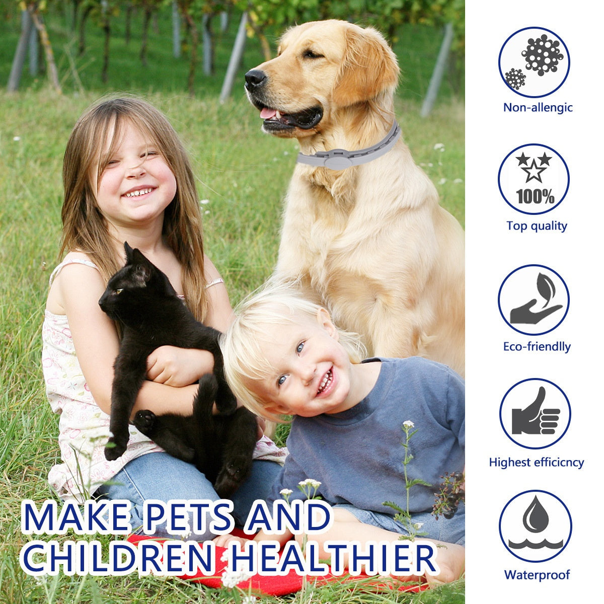 KFX-3294781 Adjustable TPE Dog Collar for Flea and Mosquito Protection, Hypoallergenic and Durable for Up to 8 Months