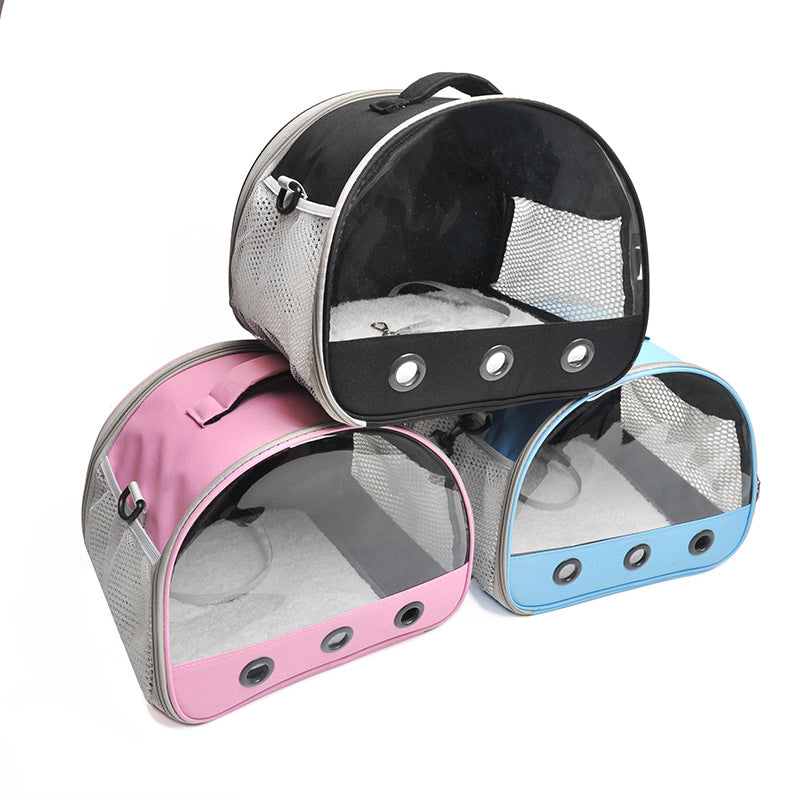 KFX-3296957 Pet Messenger Bag for Hamsters - Portable Shoulder Bag in Black, Light Blue, and Pink, Made of Oxford Cloth and PVC/Nylon